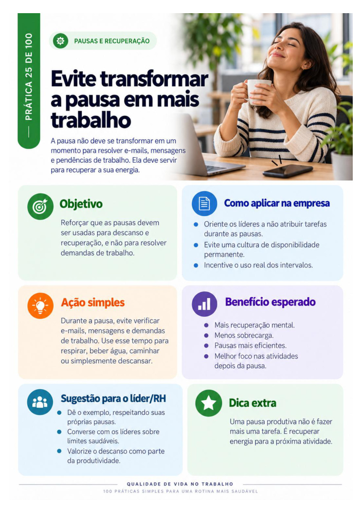 Página real do material de 100 práticas de QVT — prévia 3