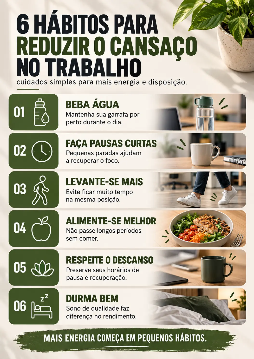 Hábitos para reduzir o cansaço no trabalho