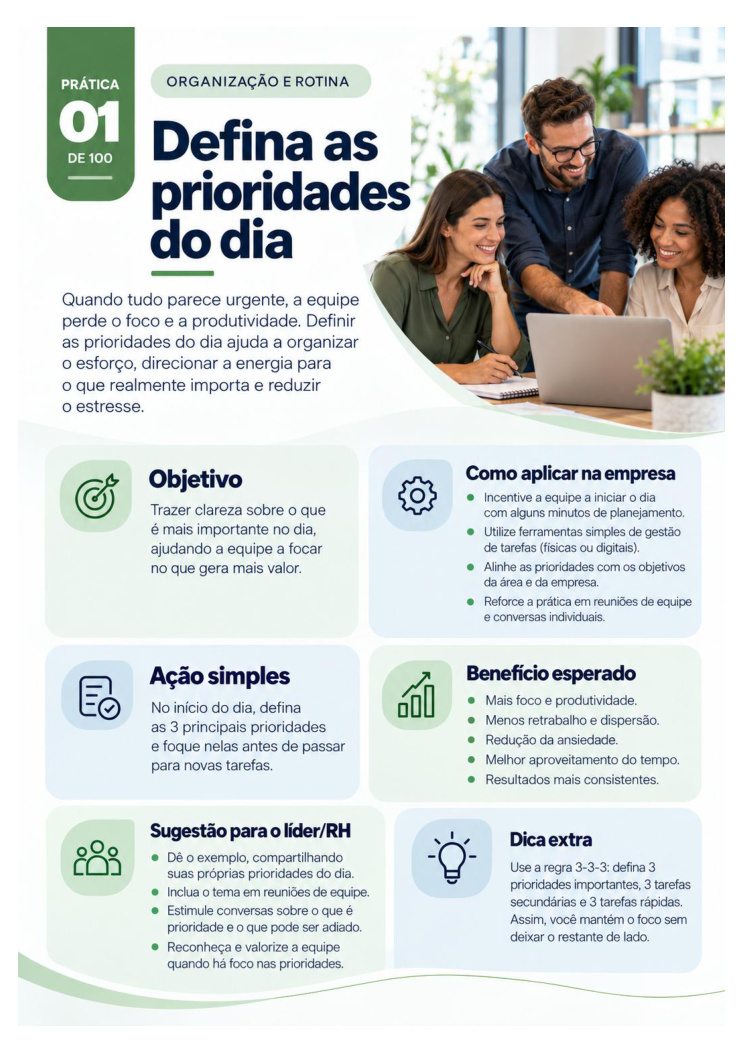 Página real do material de 100 práticas de QVT — prévia 1